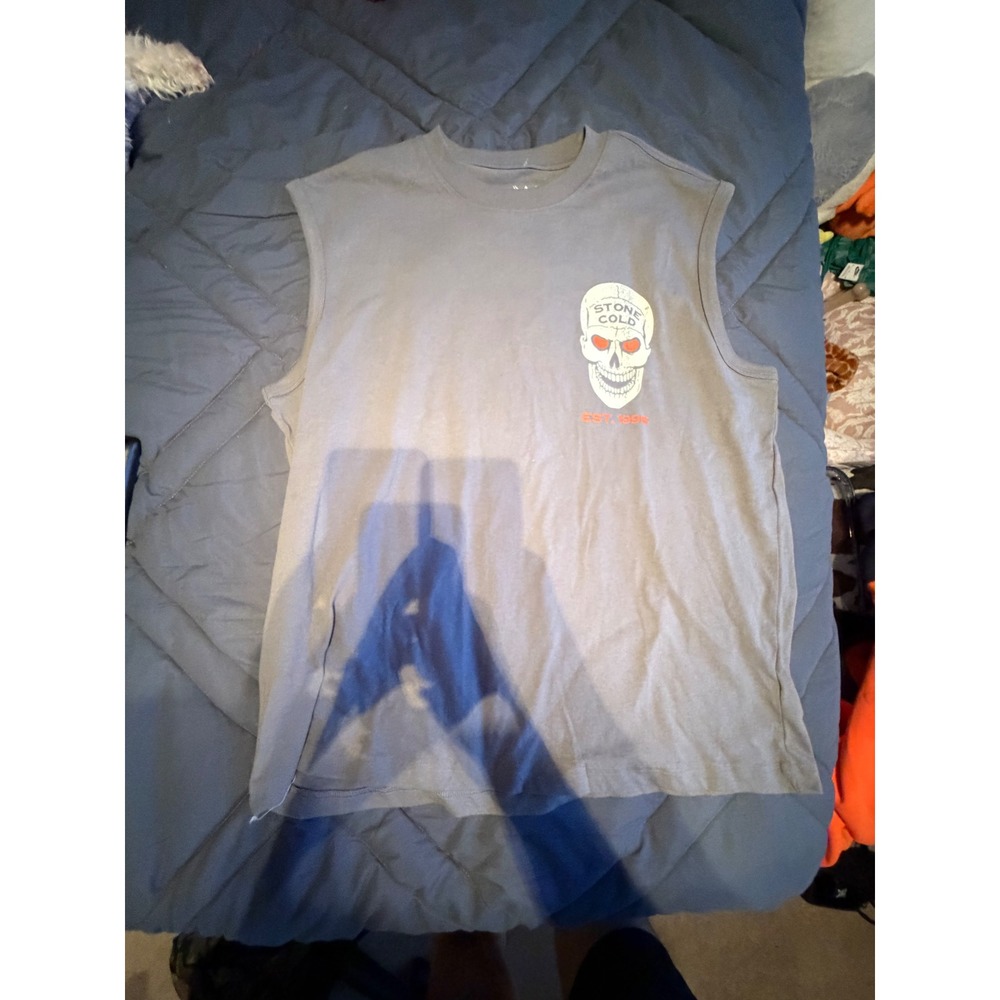 WWE Stone Cold Steve Austin Muscle Tee Gray Graphic Tank Top Mens Large 3:16